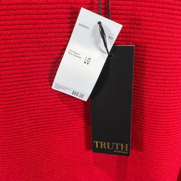 Truth by Republic red ribbed knit sweater with gold buttons size large NWT - Picture 5 of 7